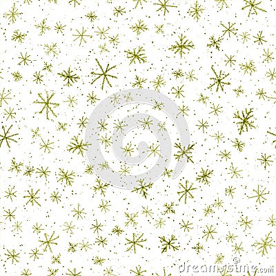 Hand Drawn green Snowflakes Christmas Seamless Pat Stock Photo