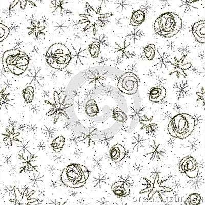 Hand Drawn grey Snowflakes Christmas Seamless Patt Stock Photo