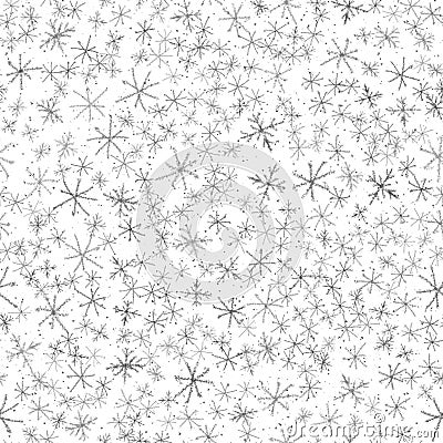 Hand Drawn grey Snowflakes Christmas Seamless Patt Stock Photo