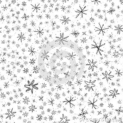 Hand Drawn grey Snowflakes Christmas Seamless Patt Stock Photo