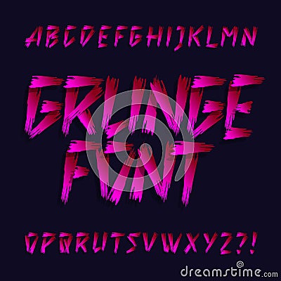 Hand drawn grunge alphabet font. Uppercase brush stroke letters. Vector Illustration