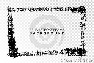 Hand drawn grunge frame rectangular shape. Black textured paint as graphic resources. Ink brush painted rectangular Vector Illustration