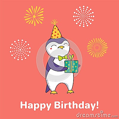 Cute birthday card, banner Vector Illustration