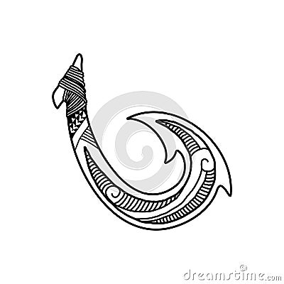 Hand drawn hawaiian fish hook logo design inspiration Vector Illustration