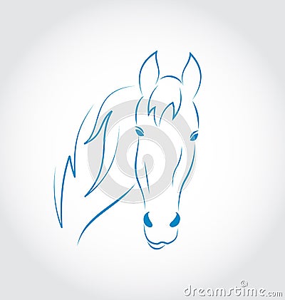 Hand drawn head horse isolated on white background Vector Illustration