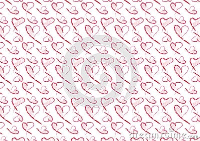 Hand drawn heart background in red Stock Photo