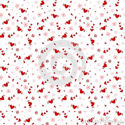 Hand drawn heart seamless pattern Vector Illustration