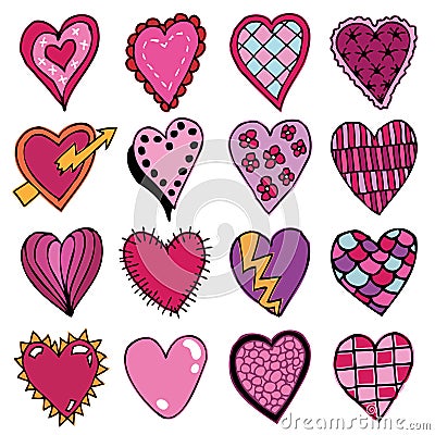 Hand drawn hearts Vector Illustration