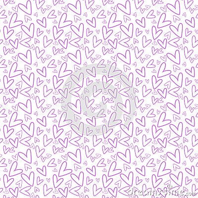 Hand Drawn Hearts Seamless Pattern Vector Illustration