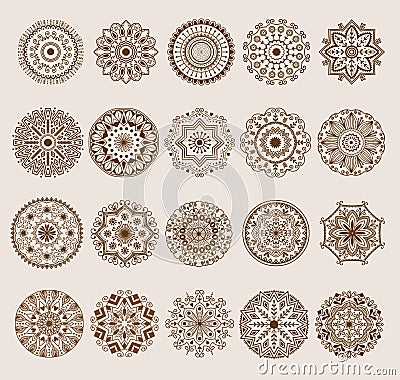 Hand drawn henna abstract mandala pattern flowers and paisley doodle coloring page. Henna decorative mandala pattern Stock Photo