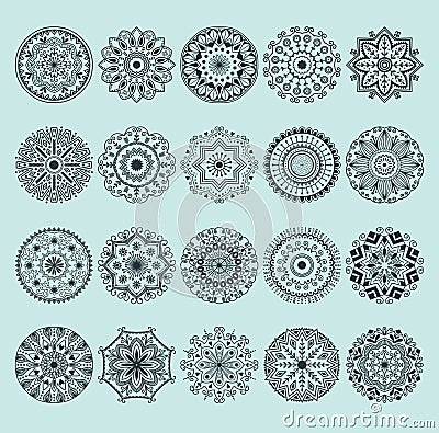 Hand drawn henna abstract mandala pattern flowers and paisley doodle coloring page. Henna decorative mandala pattern Stock Photo