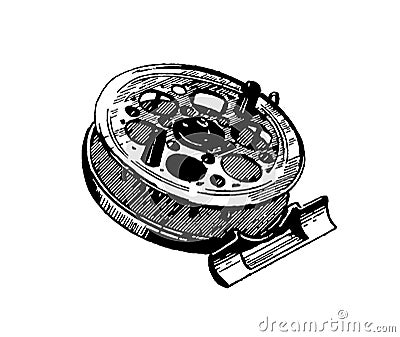 Hand drawn highly detailed fishing reel vector icon illustration on white background Vector Illustration