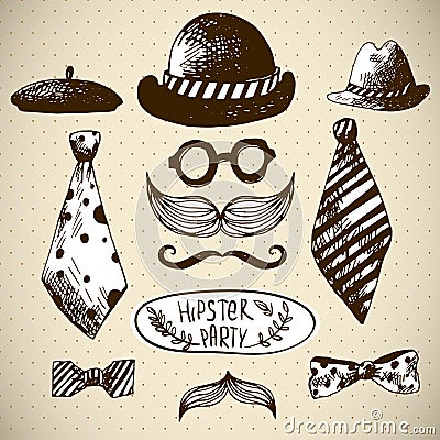 Hand Drawn Hipster Vector Design Elements Vector Illustration