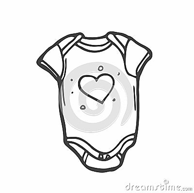 Hand drawn icon of baby bodysuits in doodle style isolated on white background Vector Illustration