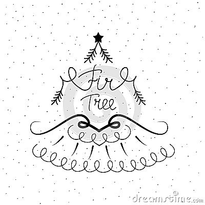 Hand drawn icon with a fir tree vector illustration for christmas Vector Illustration