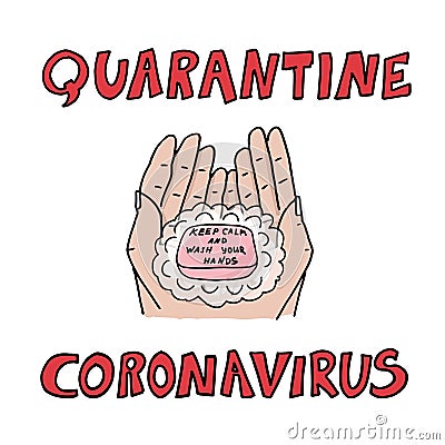 Hand drawn icon showing the importance of washing hands for killing coronavirus COVID-19. Regularly and thoroughly wash Vector Illustration
