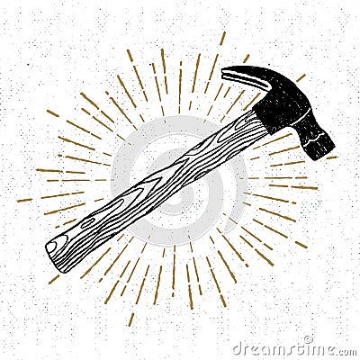 Hand drawn icon with a textured hammer vector illustration Vector Illustration