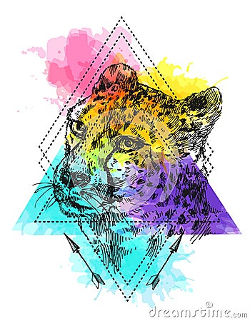 Hand-drawn illustration cheetah Vector Illustration