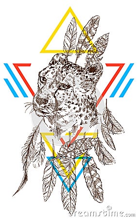 Hand-drawn illustration cheetah Vector Illustration