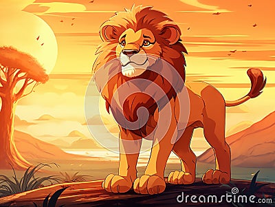 illustration of an Cool Lion King Made With Generative AI illustration Cartoon Illustration