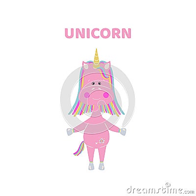 Cartoon a cute and funny unicorn. Cartoon Illustration