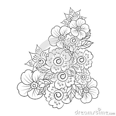 hand-drawn illustration, doodle zentangle, tattooing drawing coloring page, abstract flower zen tangle tattoos Vector Illustration