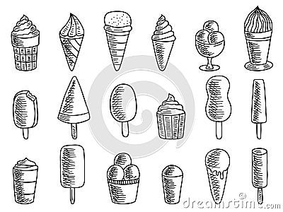 Hand drawn illustration of ice cream Vector Illustration