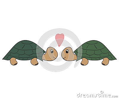 Hand drawn illustration, a pair of turtles Vector Illustration