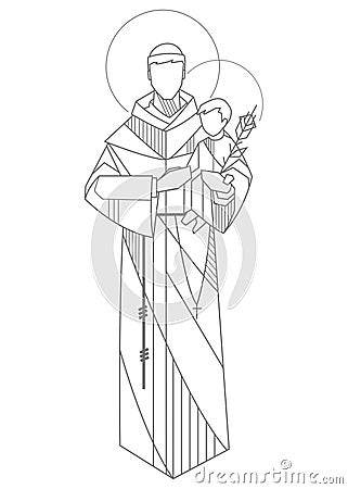 Hand drawn illustration of Saint Anthony of Padua Vector Illustration