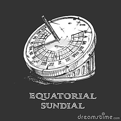 Hand drawn illustration of sundial Vector Illustration