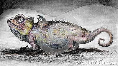 Hand drawn image of a chameleon Stock Photo