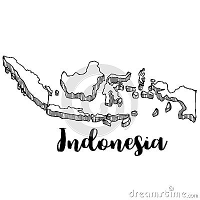 Hand drawn of Indonesia map, illustration Stock Photo