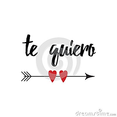 Hand drawn inspirational love quote in spanish - te quiero, retro typography Stock Photo