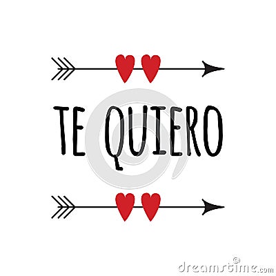 Hand drawn inspirational love quote in spanish - te quiero, retro typography Stock Photo