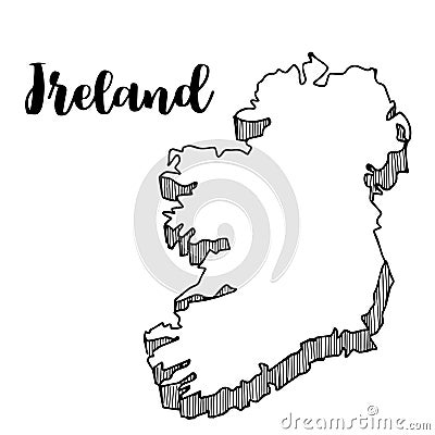 Hand drawn of Ireland map, illustration Stock Photo