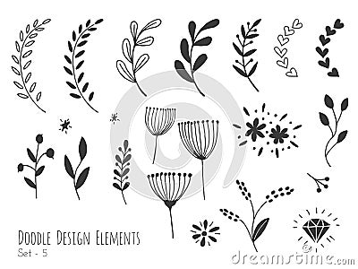 Hand drawn isolated doodle design elements Vector Illustration