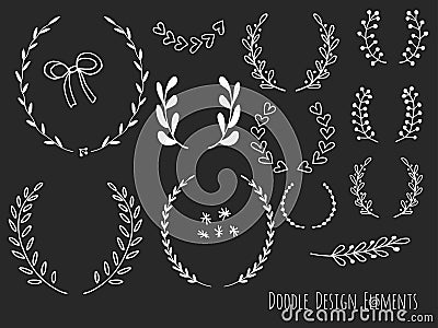 Hand drawn isolated doodle design elements Vector Illustration