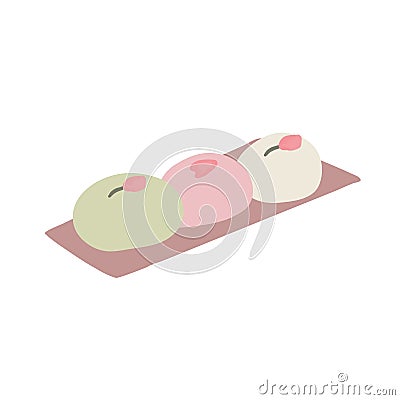 Hand drawn isolated hanami dango or mochi with sakura Vector Illustration