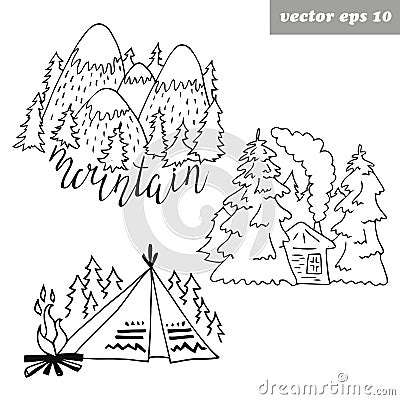 Forest logos Cartoon Illustration