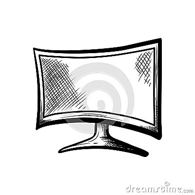 Hand drawn isolated plasma and oled tv or television for watching films and playing games with console on transparent background, Cartoon Illustration