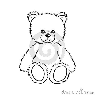 Hand drawn isolated Teddy bear. Doodle vector illustration Vector Illustration