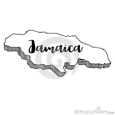 Hand drawn of Jamaica map, illustration Stock Photo