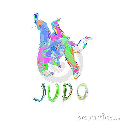 Hand Drawn Judo Throw Isolated Vector Vector Illustration