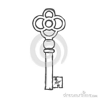 Hand Drawn Key isolated on white background vector Vector Illustration