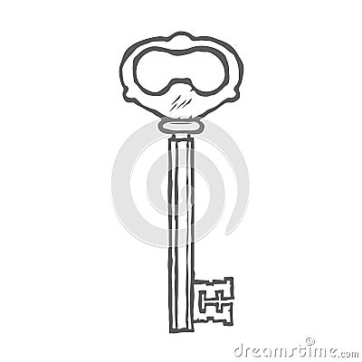 Hand Drawn Key isolated on white background vector Vector Illustration