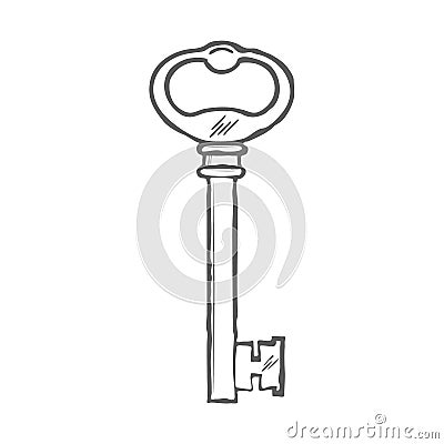 Hand Drawn Key isolated on white background vector Vector Illustration
