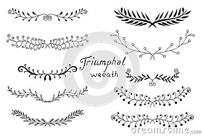 Hand drawn laurels Vector Illustration