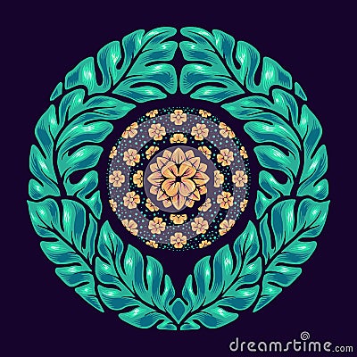 Hand drawn leaf Mandala for your businees Stock Photo