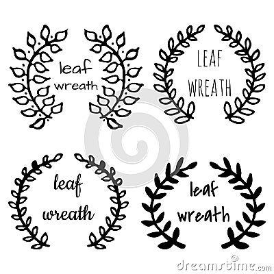 Hand drawn leaf wreath. Stock Photo