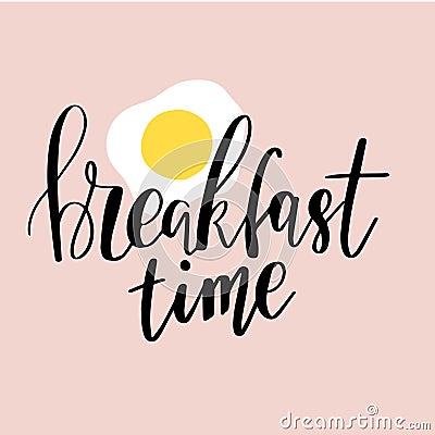 Hand drawn lettering breakfast time for card, print, poster Stock Photo